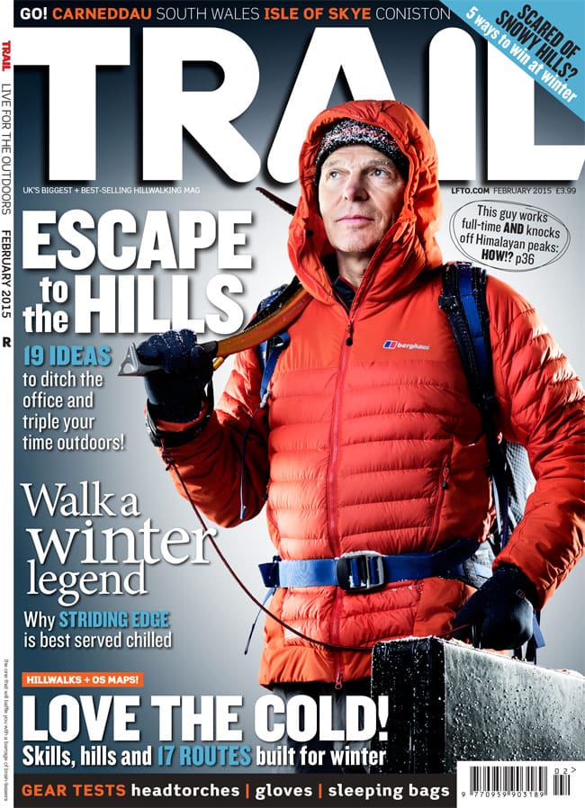 Mick Fowler on the cover of Trail magazine by James Abbott
