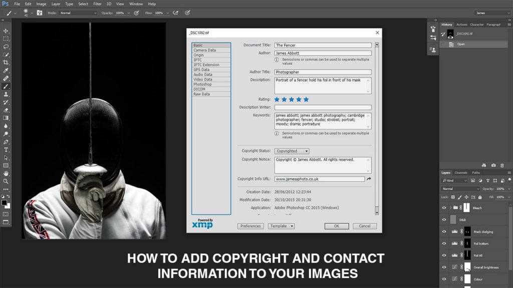 How to add copyright and contact information to your images