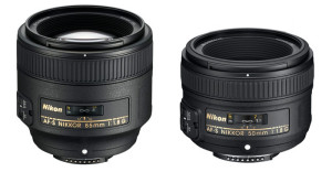 50mm and 85mm lenses