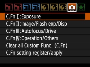 Camera custom functions