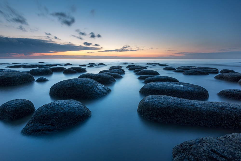 Long exposure at Old Hunstanton Beach during blue hour