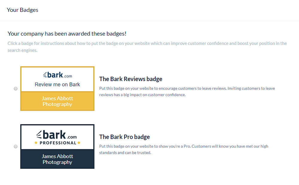 Bark.com badges