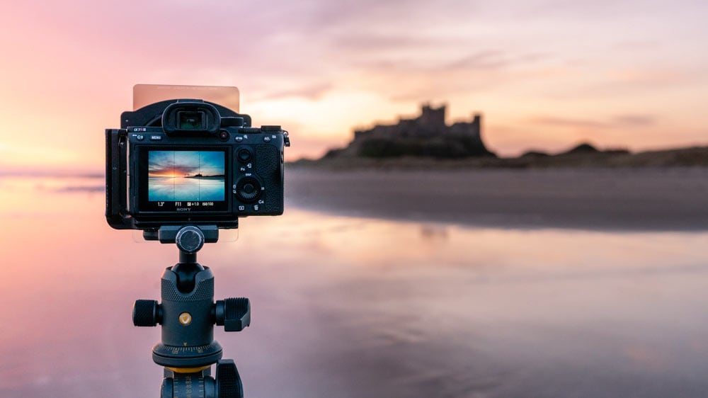 Shooting sunrise at Bamburgh Beach with the Sony FE 20mm f/1.8