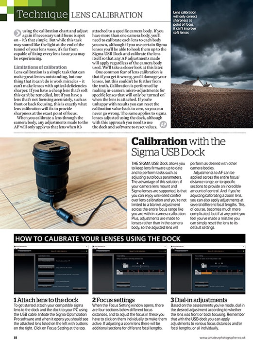 Amateur Photographer magazine - lens calibration